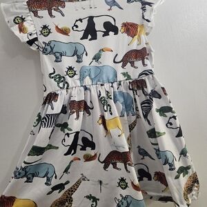 SHEIN White Kids Dress with Multicolor Animal Print